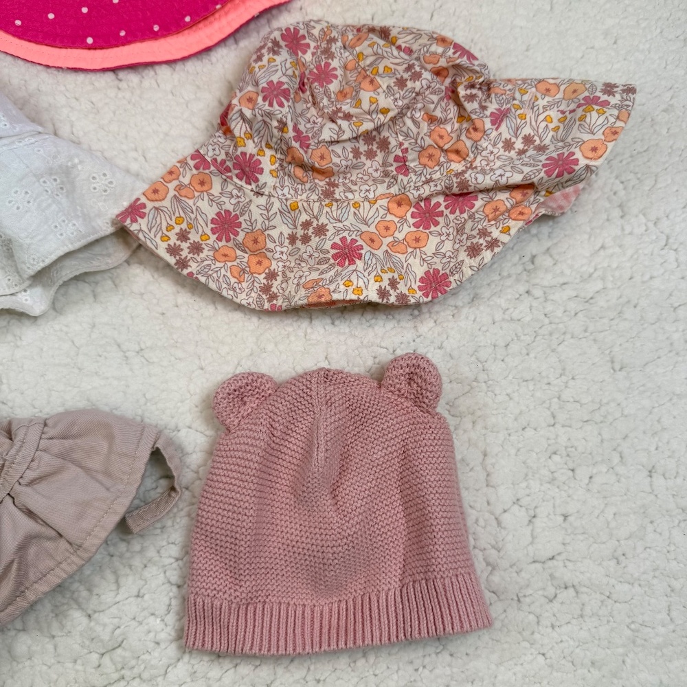 Baby Girl Sun Hat & Beanie Lot Gap, Carter’s & More Multi-Size - Picture 2 of 12